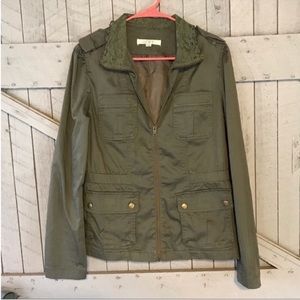Loft Green Lacy Zip Up Jacket